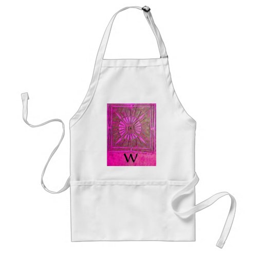 MORNING STAR PinkFuchsia Black Monogram Adult Apron