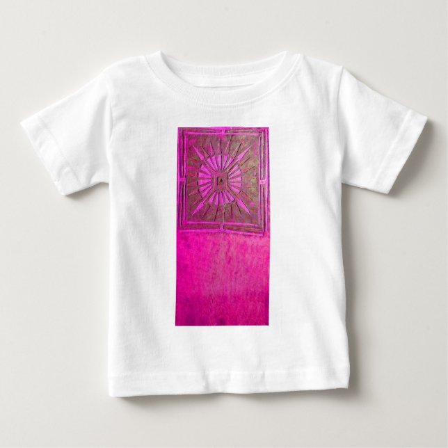 MORNING STAR Pink,Fuchsia Black, Monogram Baby T-Shirt (Front)