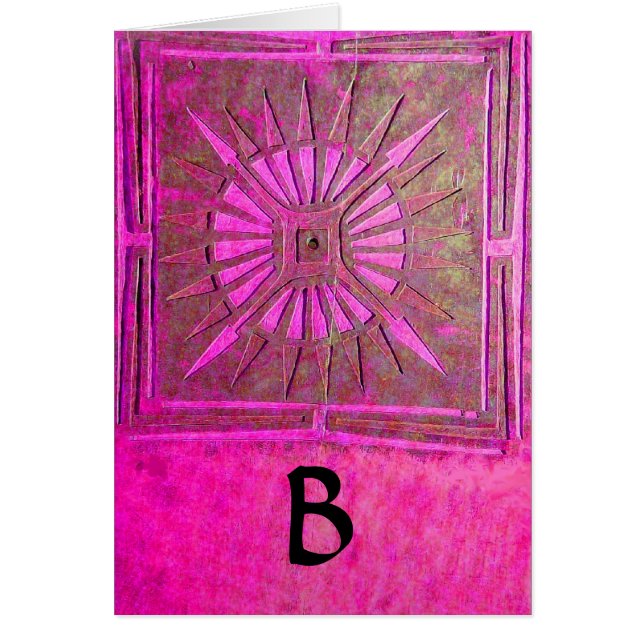 MORNING STAR Pink,Fuchsia Black, Monogram Cards (Front)
