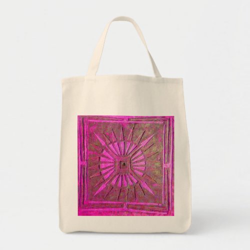 MORNING STAR PinkFuchsia Black Monogram Tote Bag