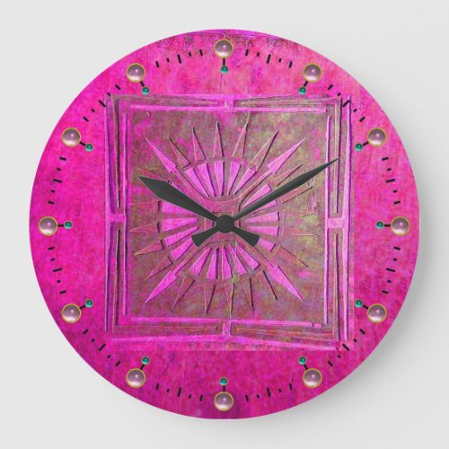 MORNING STAR  Pink Fuchsia  Purple Large Clock