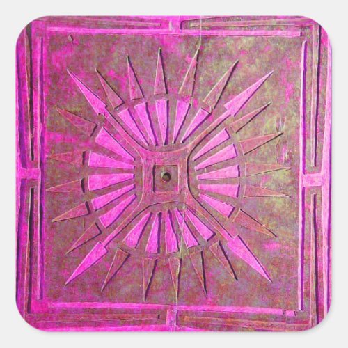 MORNING STAR pink violetpurplefuchsia Square Sticker