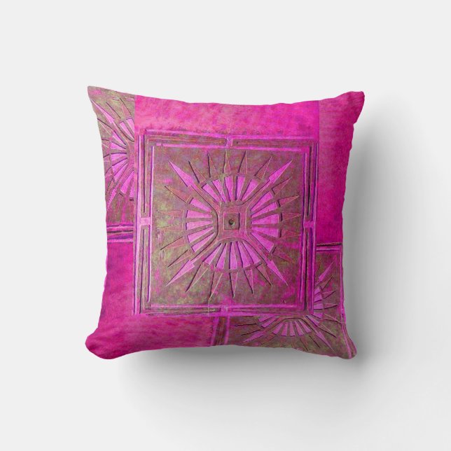 MORNING STAR ,Purple,Violet,Pink ,Fuchsia Throw Pillow (Front)