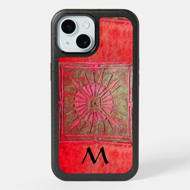 MORNING STAR Red, Black Monogram  iPhone 15 Case (Back)