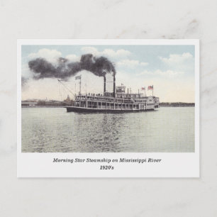 Morning Star Steamship on Mississippi old postcard