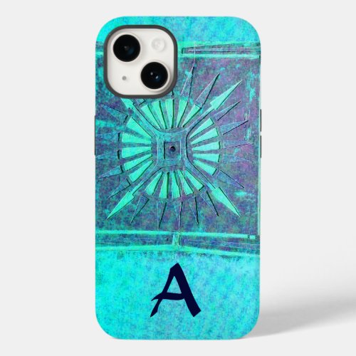 MORNING STAR Turquoise Aqua BlueTeal Monogram Case_Mate iPhone 14 Case