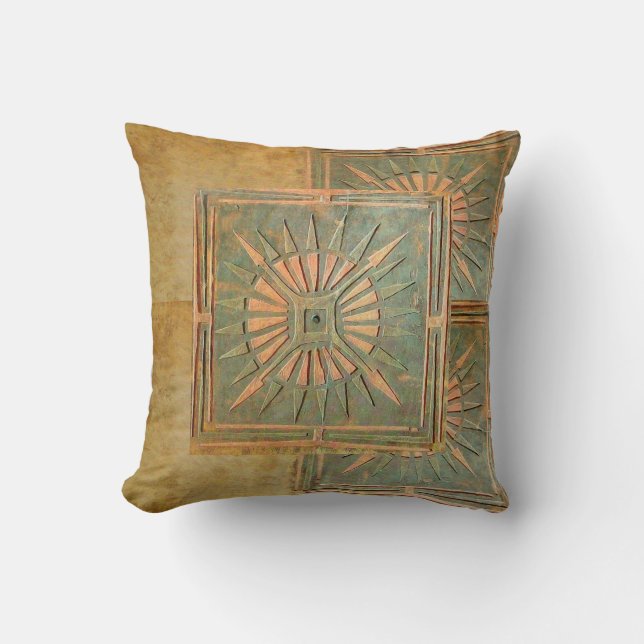 MORNING STAR yellow,green,brown Throw Pillow (Front)