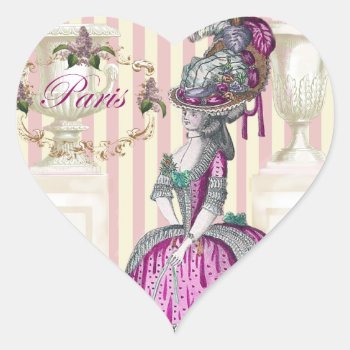 Morning Stroll Down The Champs-Élysées Heart Sticker by WickedlyLovely at Zazzle