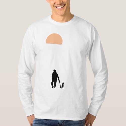 Morning Stroll Man and Dog Welcome the Dawn T_Shirt