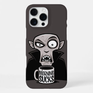 Morning Sucks Grumpy Vampire Coffee Design iPhone 16 Pro Max Case