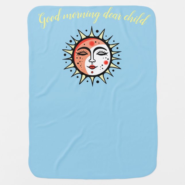 Morning Sun and Night Moon Customizable  Baby Blanket (Front)