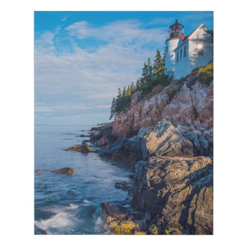 Morning Sun At Bass Harbor Lighthouse Faux Canvas Print