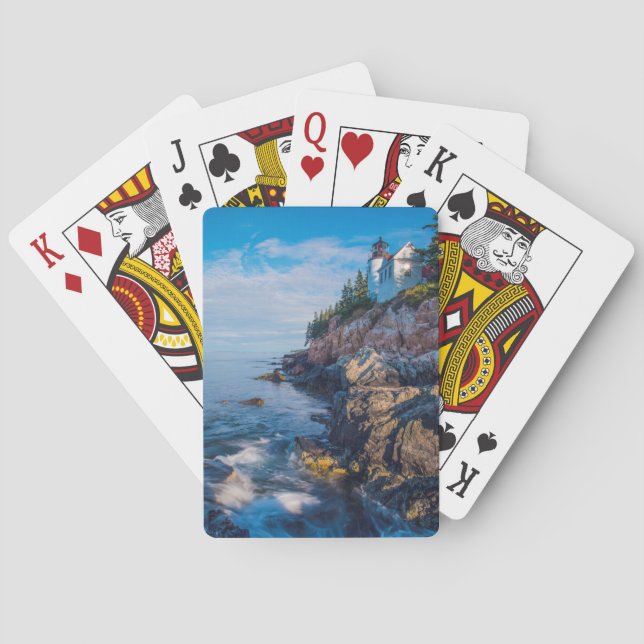 Morning Sun At Bass Harbor Lighthouse Poker Cards (Back)