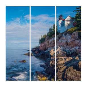 Morning Sun At Bass Harbor Lighthouse Triptych