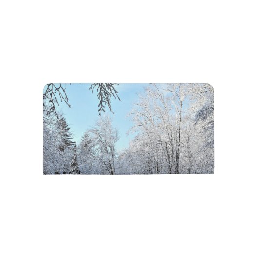 Morning Sun On Snow Covered Sheepscot River Checkbook Cover (Back)