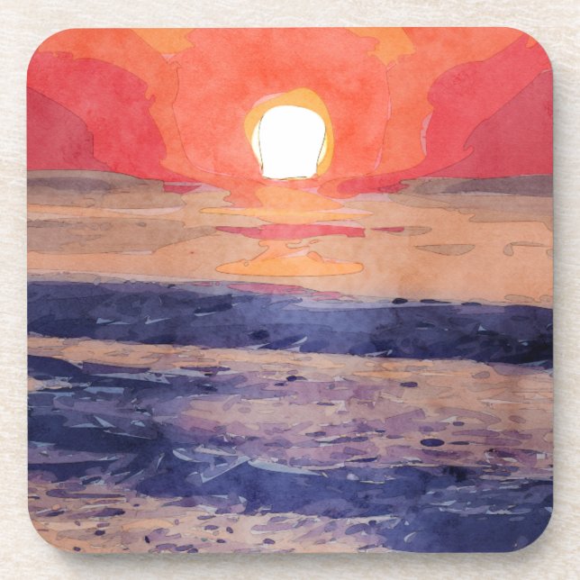 Morning Sun Over Atlantic Ocean Drink Coaster (Front)