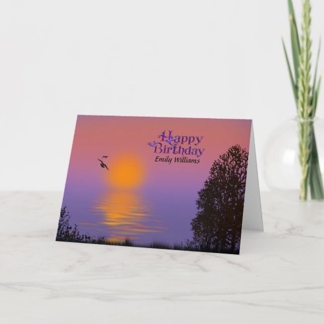 Morning Sunrise Birthday with name Card (Front)