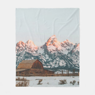 Morning Sunrise Cabin at Grand Teton National Park Fleece Blanket