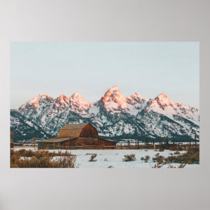 Morning Sunrise Cabin at Grand Teton National Park Poster