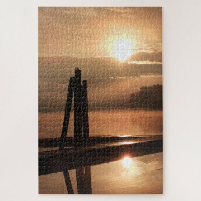 Morning Sunrise over CT River Jigsaw Puzzle (Vertical)
