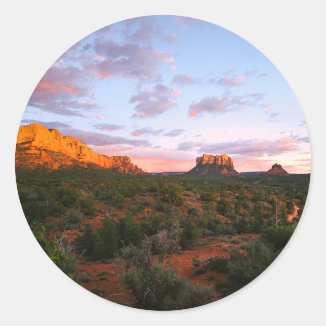 Morning Sunrise Sedona Arizona Desert Classic Round Sticker (Front)