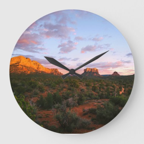 Morning Sunrise Sedona Arizona Desert Large Clock