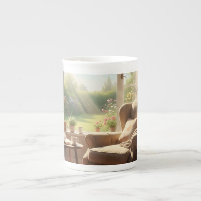 Morning Sunshine in the Living Room – Peaceful Tea Bone China Mug (Front)