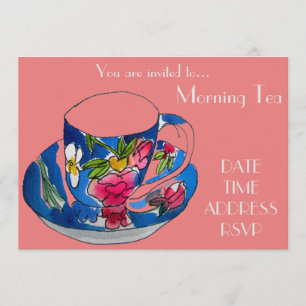 Morning Tea retro vintage tea cup cafe party Invitation