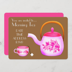 Morning Tea retro vintage tea pot cafe party Invitation