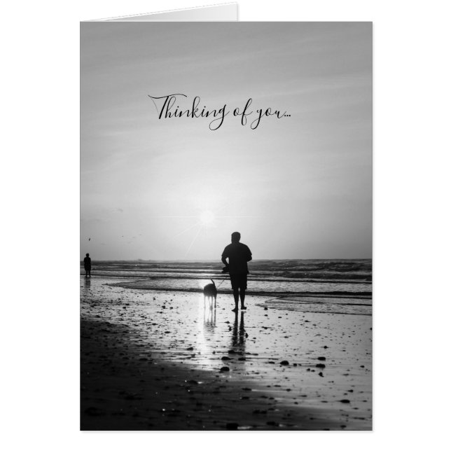 Morning Walk Grayscale Thinking Of You Card (Front)