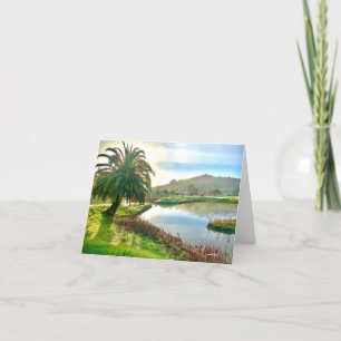 Morning walk with Palm tree Letterpress Thank You Card