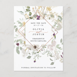 Morning Wildflowers   Geometric Save the Date Announcement Postcard