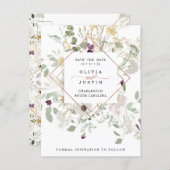Morning Wildflowers | Geometric Save the Date Announcement Postcard (Front/Back)