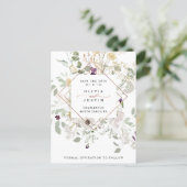 Morning Wildflowers | Geometric Save the Date Announcement Postcard (Standing Front)