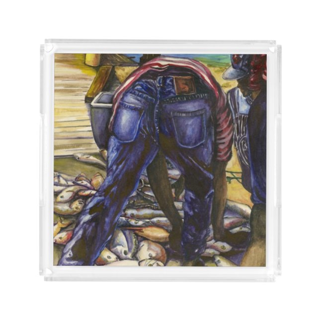 Morning's Catch, Harbor Island, Bahamas Acrylic Tray (Front)