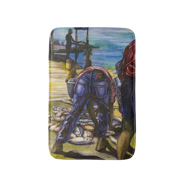 Morning's Catch, Harbor Island, Bahamas Bath Mat (Front Vertical)