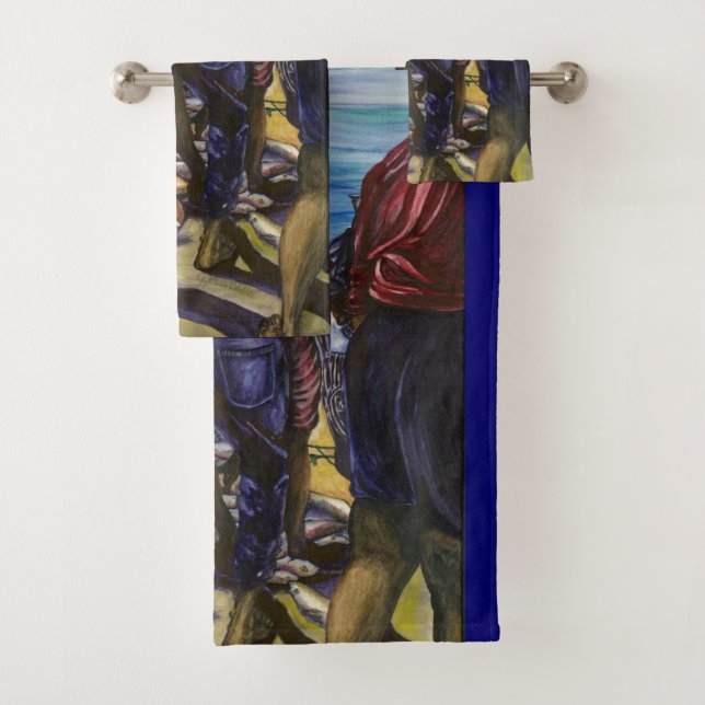 Morning's Catch, Harbor Island, Bahamas Bath Towel Set (Insitu)