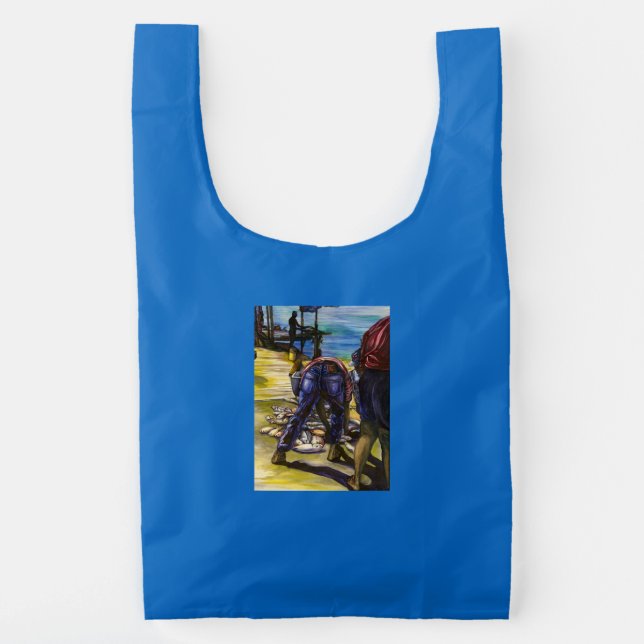 Morning's Catch, Harbor Island, Bahamas Reusable Bag (Back)