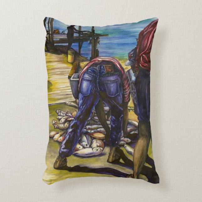 Morning's Catch, Harbor Island Decorative Pillow (Front(Vertical))