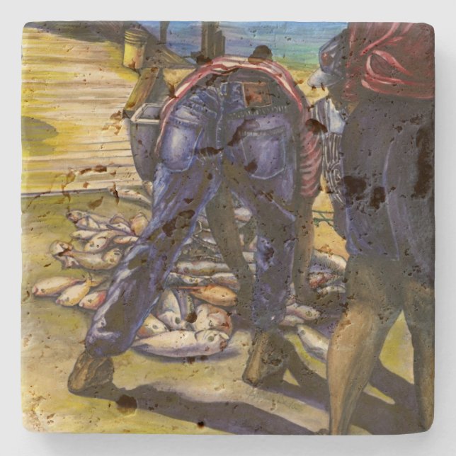 Morning's Catch, Harbor Island Stone Coaster (Front)