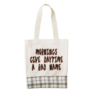Mornings give daytime a bad name zazzle HEART tote bag