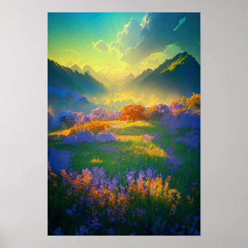 Mornings Magic Charming Green Valley Poster