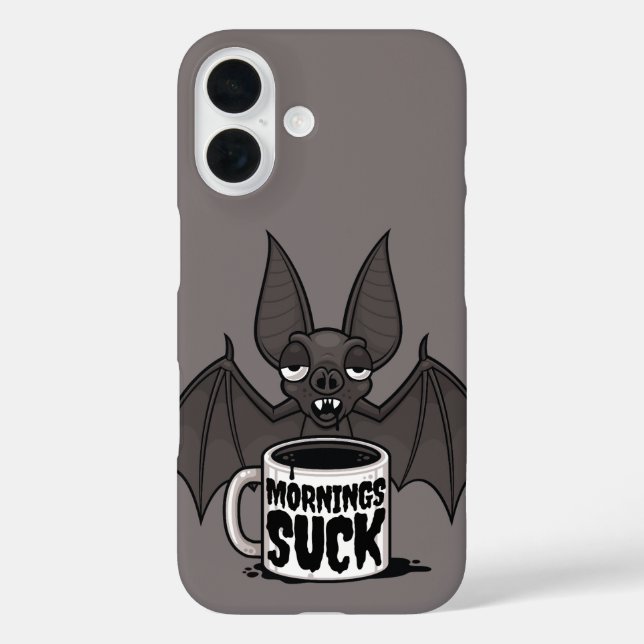 Mornings Suck Sleepy Vampire Bat Coffee Humor Case-Mate iPhone Case (Back)