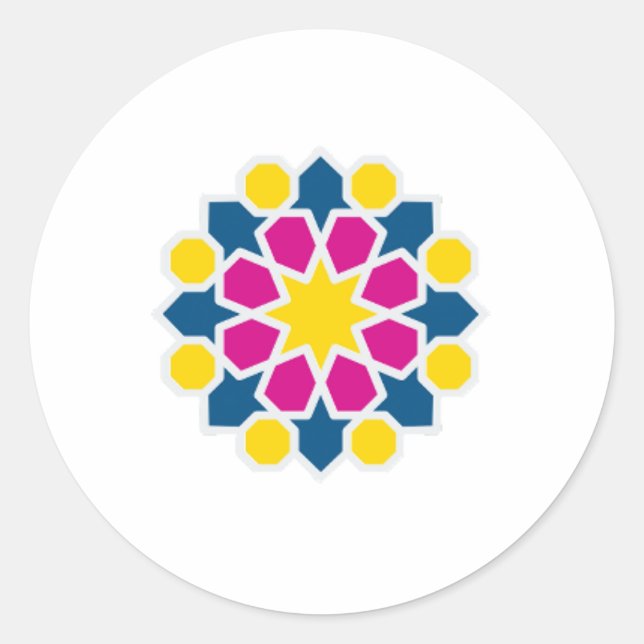 morocan colorful geometric classic round sticker (Front)