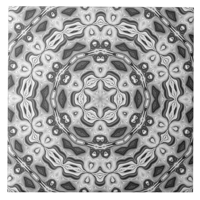 Moroccan african ethnic dark pattern kaleidoscope ceramic tile (Front)