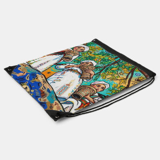 Moroccan Ahwash Amazigh Folk Art Print Drawstring Bag