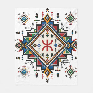 Moroccan Amazigh Embroidery Fleece Blanket | Tradi