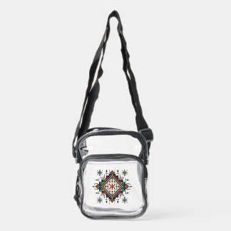 Moroccan Amazigh Embroidery Geometric Pattern | Tr Clear Crossbody Bag