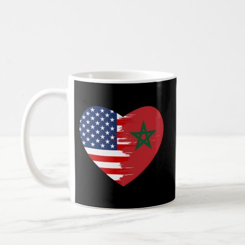 Moroccan American Flag Heart Morocco Usa Coffee Mug