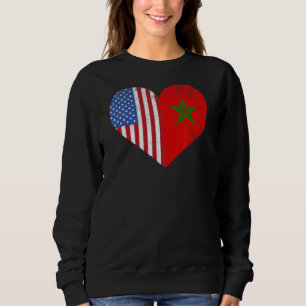 Moroccan American Flag Heart Morocco Usa Sweatshirt